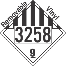 Miscellaneous Dangerous Goods Class 9 UN3258 Removable Vinyl DOT Placard