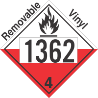 Spontaneously Combustible Class 4.2 UN1362 Removable Vinyl DOT Placard