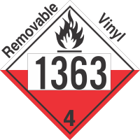 Spontaneously Combustible Class 4.2 UN1363 Removable Vinyl DOT Placard