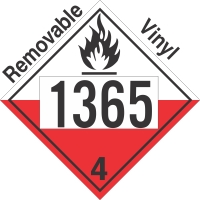 Spontaneously Combustible Class 4.2 UN1365 Removable Vinyl DOT Placard