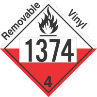 Spontaneously Combustible Class 4.2 UN1374 Removable Vinyl DOT Placard