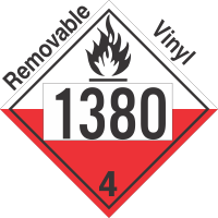 Spontaneously Combustible Class 4.2 UN1380 Removable Vinyl DOT Placard