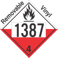 Spontaneously Combustible Class 4.2 UN1387 Removable Vinyl DOT Placard