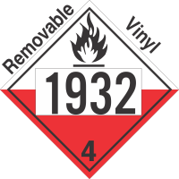 Spontaneously Combustible Class 4.2 UN1932 Removable Vinyl DOT Placard