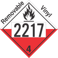 Spontaneously Combustible Class 4.2 UN2217 Removable Vinyl DOT Placard