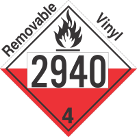 Spontaneously Combustible Class 4.2 UN2940 Removable Vinyl DOT Placard