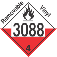 Spontaneously Combustible Class 4.2 UN3088 Removable Vinyl DOT Placard