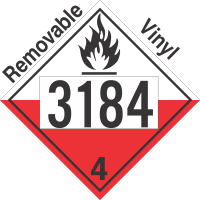 Spontaneously Combustible Class 4.2 UN3184 Removable Vinyl DOT Placard