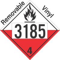 Spontaneously Combustible Class 4.2 UN3185 Removable Vinyl DOT Placard