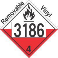 Spontaneously Combustible Class 4.2 UN3186 Removable Vinyl DOT Placard