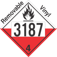 Spontaneously Combustible Class 4.2 UN3187 Removable Vinyl DOT Placard