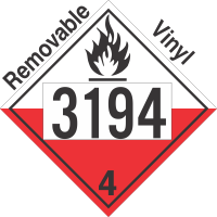 Spontaneously Combustible Class 4.2 UN3194 Removable Vinyl DOT Placard