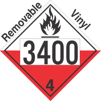 Spontaneously Combustible Class 4.2 UN3400 Removable Vinyl DOT Placard