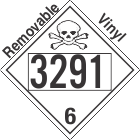Toxic Class 6.2 UN3291 Removable Vinyl DOT Placard