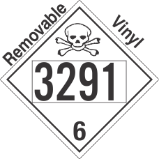 Toxic Class 6.2 UN3291 Removable Vinyl DOT Placard
