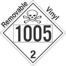 Toxic Gas Class 2.3 UN1005 Removable Vinyl DOT Placard