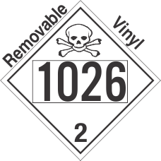 Toxic Gas Class 2.3 UN1026 Removable Vinyl DOT Placard