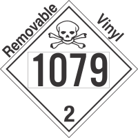 Toxic Gas Class 2.3 UN1079 Removable Vinyl DOT Placard