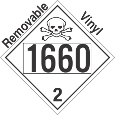 Toxic Gas Class 2.3 UN1660 Removable Vinyl DOT Placard