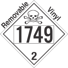 Toxic Gas Class 2.3 UN1749 Removable Vinyl DOT Placard