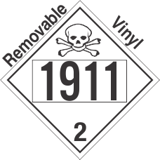 Toxic Gas Class 2.3 UN1911 Removable Vinyl DOT Placard