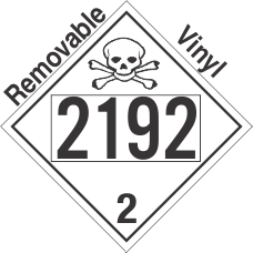 Toxic Gas Class 2.3 UN2192 Removable Vinyl DOT Placard