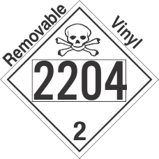 Toxic Gas Class 2.3 UN2204 Removable Vinyl DOT Placard
