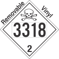 Toxic Gas Class 2.3 UN3318 Removable Vinyl DOT Placard