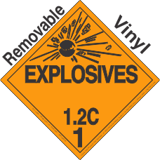 Explosive Class 1.2C Removable Vinyl DOT Placard