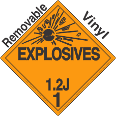 Explosive Class 1.2J Removable Vinyl DOT Placard