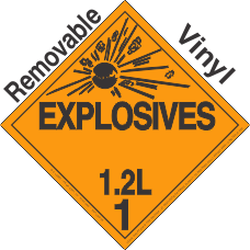 Explosive Class 1.2L Removable Vinyl DOT Placard