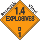 Explosive Class 1.4D Removable Vinyl DOT Placard