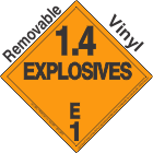 Explosive Class 1.4E Removable Vinyl DOT Placard