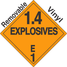 Explosive Class 1.4E Removable Vinyl DOT Placard