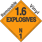 Explosive Class 1.6N Removable Vinyl DOT Placard