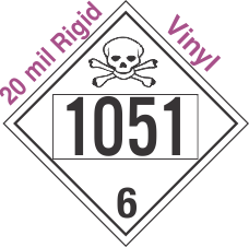 Poison Toxic Class 6.1 UN1051 20mil Rigid Vinyl DOT Placard