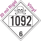 Poison Toxic Class 6.1 UN1092 20mil Rigid Vinyl DOT Placard