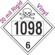 Poison Toxic Class 6.1 UN1098 20mil Rigid Vinyl DOT Placard