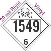 Poison Toxic Class 6.1 UN1549 20mil Rigid Vinyl DOT Placard