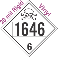 Poison Toxic Class 6.1 UN1646 20mil Rigid Vinyl DOT Placard