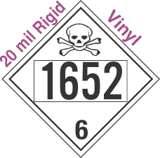 Poison Toxic Class 6.1 UN1652 20mil Rigid Vinyl DOT Placard