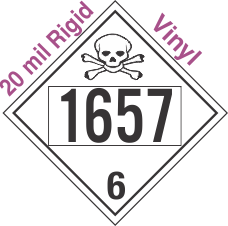 Poison Toxic Class 6.1 UN1657 20mil Rigid Vinyl DOT Placard
