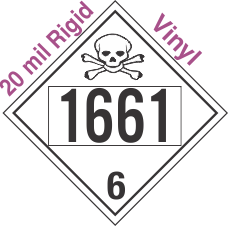 Poison Toxic Class 6.1 UN1661 20mil Rigid Vinyl DOT Placard