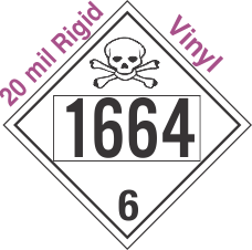 Poison Toxic Class 6.1 UN1664 20mil Rigid Vinyl DOT Placard