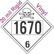 Poison Toxic Class 6.1 UN1670 20mil Rigid Vinyl DOT Placard