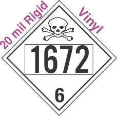 Poison Toxic Class 6.1 UN1672 20mil Rigid Vinyl DOT Placard