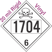 Poison Toxic Class 6.1 UN1704 20mil Rigid Vinyl DOT Placard