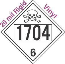 Poison Toxic Class 6.1 UN1704 20mil Rigid Vinyl DOT Placard