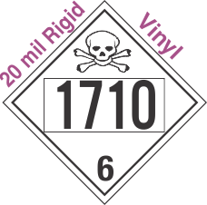 Poison Toxic Class 6.1 UN1710 20mil Rigid Vinyl DOT Placard
