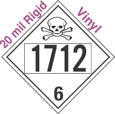 Poison Toxic Class 6.1 UN1712 20mil Rigid Vinyl DOT Placard